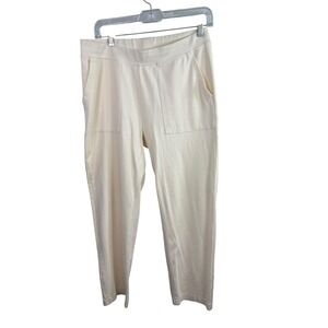 Haven Well Within Pants Womens Medium Ivory Pull On Stretch Patch Pocket Tapered